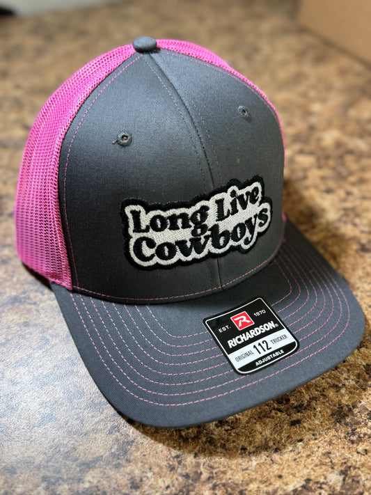 Grey and Pink Long Live Cowboys Hat